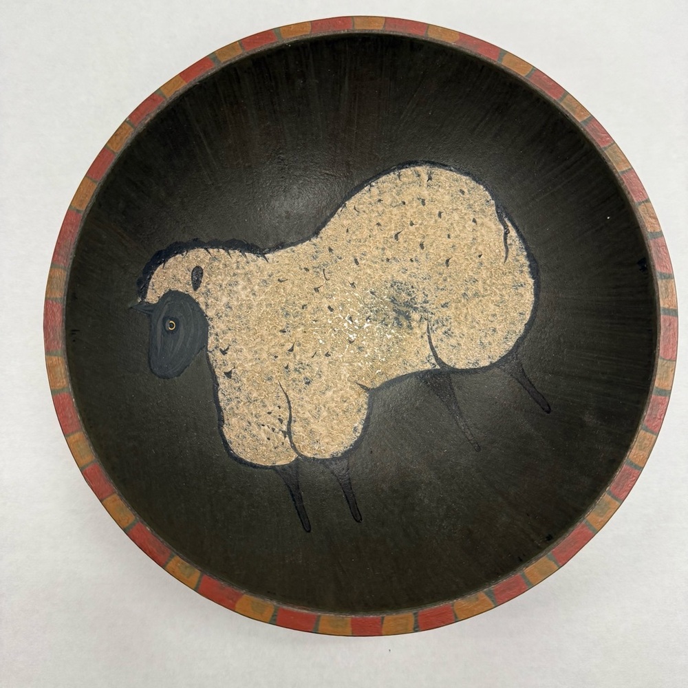 Primitives by Kathy Graybill Painted Sheep Decorative Bowl